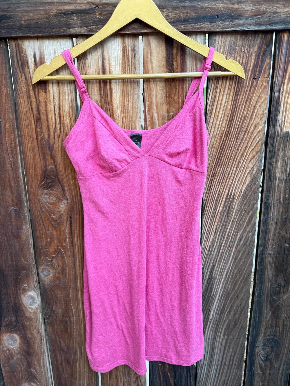 Vintage Calvin Klein Pink Knit Cami Dress Adjustable Strap Slit Size S/M